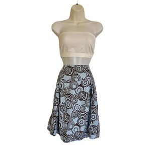 J. Mclaughlin A-Line Skirt Blue Brown Floral Swirls Women's 6